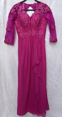 Wedding Guest Formal Evening Dress Mother Of The Bride Lace Applique Sz 6 • $9.99