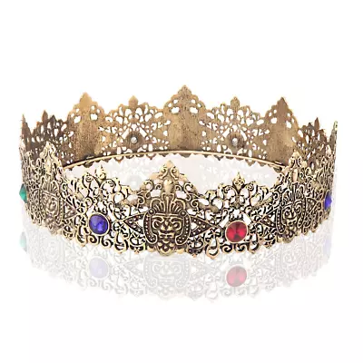 King Men Tiara Crown Imperial Medieval Headband Crystal Pageant Costumes For Bir • $28.99