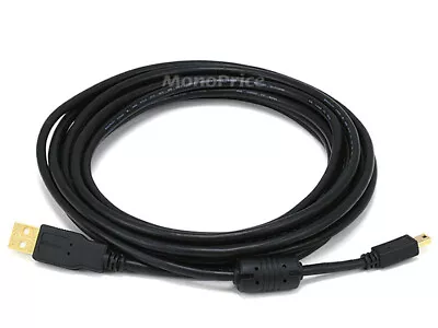 Monoprice USB-A To Mini-B 2.0 Cable - 5-Pin 28/24AWG Gold Plated Black 10ft • $5.99