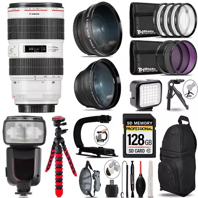 Canon EF 70-200mm IS III USM Lens + Pro Flash + LED Light + Tripod - 128GB Kit • $1943.99