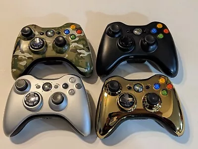 $57 • Buy Lot Of 4 Microsoft Xbox 360 Controllers Tested - Camo, Gold, Silver, Black
