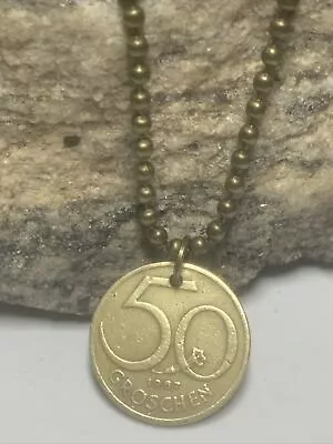 Austria 50 Groschen Coin Pendant Necklace Habsburg Shield Vienna. Great Gift A1 • $15.99