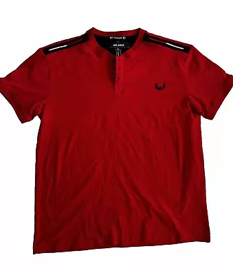 Nick Danger Henley Collar T-Shirt Mens Short Sleeve Embroidered Logo Striped XL • $13