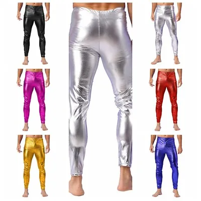 Mens Metallic Pole Dance Shiny Leggings Dancing Party Pants Latin Disco Jazz • $7.82