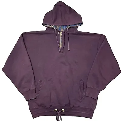 Vintage 90s Purple 1/4 Zip Hoodie Cinch Waist Mens XL FREE SHIPPING • $34.99
