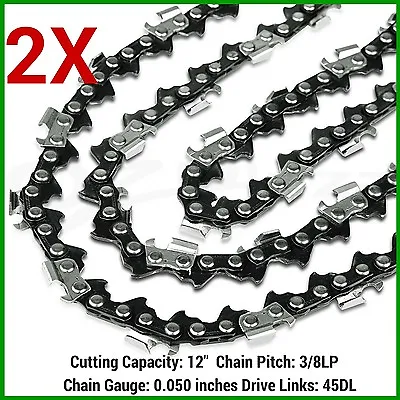 2x Chainsaw Chains Semi Chisel 3/8lp 050 45dl For Ozito 12 Bar 25.4cc • $20.40