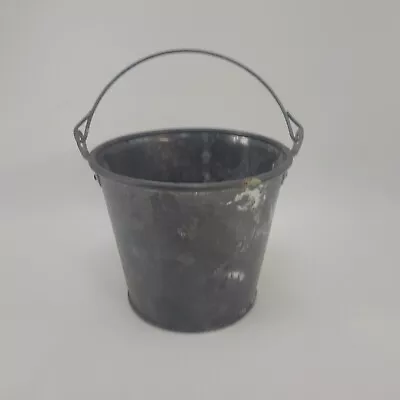 Vintage Small Tin Bucket 5 X6  Rustic Primitive • $14.95