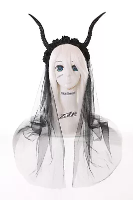 £30.55 • Buy C-44 Satan Teufels-Hörner Black Antlers Maleficent Gothic Headband Headdress