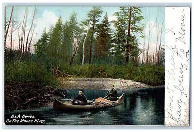 1905 On The Moose River Hunting Canoeing Augusta Maine ME Antique Postcard • $9.98