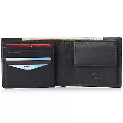 Alpine Swiss RFID Safe Mens Leather Wallet Deluxe Capacity Coin Pocket Bifold • $19.99