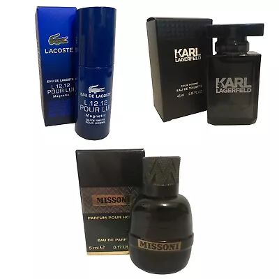 Men Aftershave Miniature Mini Gift Travel X3 Lacoste Magnetic Missoni Lagerfeld • £29.99