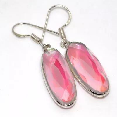 Pink Aqua Mystic 925 Silver Plated Gemstone Earrings 1.7  Women Gifts GW • $3.99