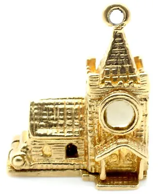 GOLD 9ct Hallmark Opening Church Charm Vintage Charm Bracelet Pendant Gift [B] • £149.95