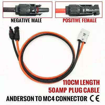 50amp Anderson Plug To Mc-4 Solar Panel Cable Y Adaptor Connector Wiring 110cm • $18.95