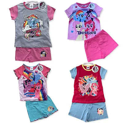 Girls My Little Pony Pyjamas Short Sleeve T-Shirt & Shorts Set Baby Age 2 -6 Yrs • £6.45
