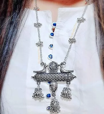 £8.98 • Buy ASIAN Silver Oxidised Ethnic Tribal Costume NECKLACE JEWELLERY With Earrings
