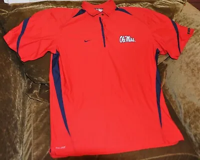 Ole Miss Rebels Nike Dri-fit Polo Golf Shirt MEN'S MEDIUM Pre-owned Red • $19.77