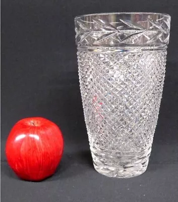 An Early Waterford Crystal Glandore Pattern Straight Sided Diamond Cut Vase • $55