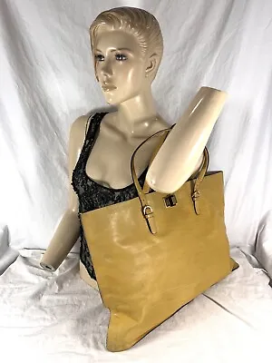 LANVIN PARIS Great Vintage Authentic Mustard Yellow Leather Tote Satchel  • $250