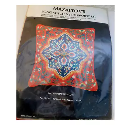 Vintage Mazaltovs Long Stitch Needlepoint Kit Persian Medallion New • $36.99