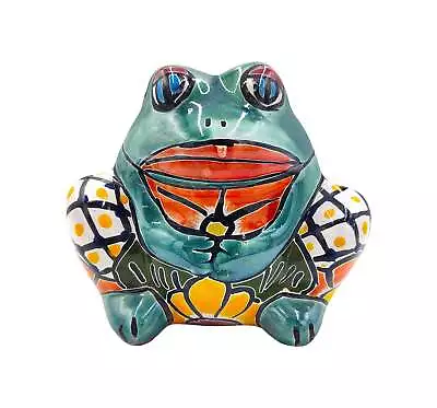 Mexican Talavera Small Squatting Frog Planter Pot Hand Painted - Light Green Fro • $31.49