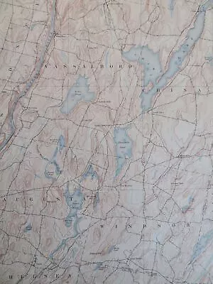 Vassalboro Quadrangle Maine Windsor Augusta Winslow 1913 Detailed Topo Chart • $52