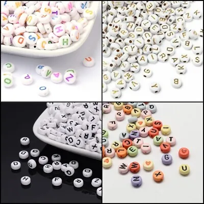 100 Alphabet Letter Mixed Colour Beads DIY Jewelry Making Acrylic Bracelet • £2.74