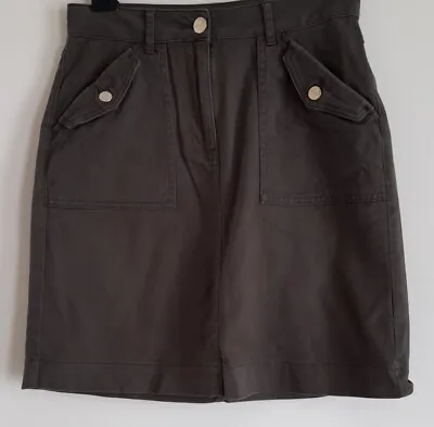 £6.99 • Buy Marks And Spencer Per Una Khaki Cotton Stretch Chino Style Skirt UK12 EU40