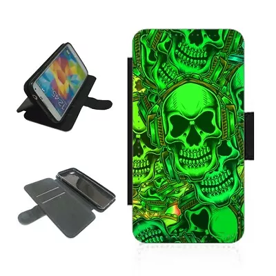 Skull Phone Case Flip Wallet For IPhone / Samsung Halloween Cover Scary Horror • £9.99