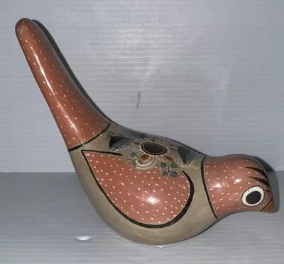 Tonala Folk Art Pottery Hand Painted Pink Mexican Bird Figurine Signed Jimon • $22