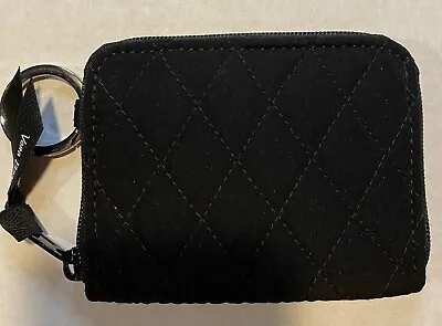 Vera Bradley RFID Petite Zip Around Wallet Key Ring Classic Black NWT • $33