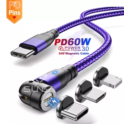 $6.95 • Buy Magnetic Type C To C/Micro USB Cable Fast Charging Data Charger For IPhone