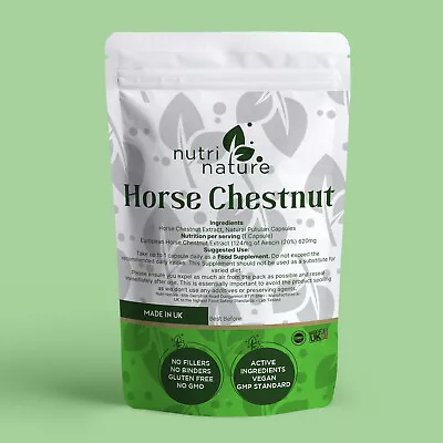 Horse Chestnut Extract Capsules 620mg Aescin -124mg Varicose Vein Leg Cramp Aid • £18.99