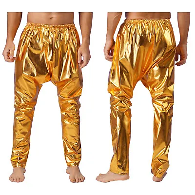 Mens Metallic Shiny Pants Trousers Night Jogger Dance Party Athletic Clubwear • $11.04