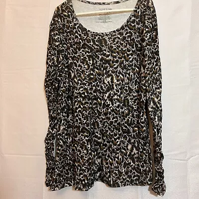 Vintage Blouse Womens Tunic Top Size 16 Brown 100% Cotton Animal Print 80s 50s • $14.52