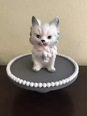 Vintage Mid Century White Persian Cat Kitten Ceramic Planter Inarco Japan 7” • $14.99