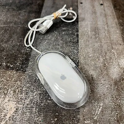 Apple Mac Pro Mouse Genuine Wired Optical M5769 Clear White - Good Condition • $13.49