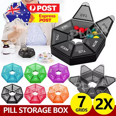 2x 7Day Weekly Pill Box Medicine Tablet Organizer Dispenser Container Large Case • $4.45