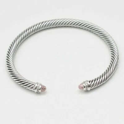 David Yurman Sterling Silver Cable Classics Bracelet Morganite And Diamonds 5mm • $285