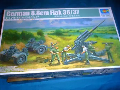 Trumpeter 1/35 Scale Wwii German 8.8cm Flak 36/37 Aa With  6 Crew Fig • £39.99