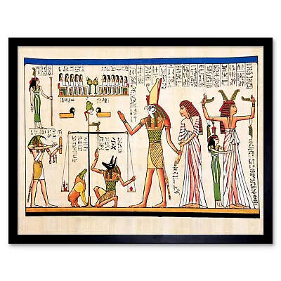 Painting Ancient Egyptian Hieroglyphics Horus Thoth Anubis Framed Art 12X16  • £26.99