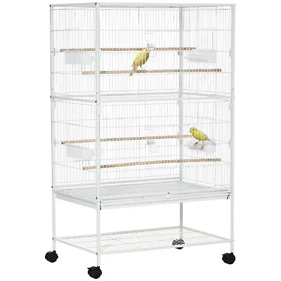 PawHut Large Bird Cage Budgie Cage For Finch Canaries Parrot With Stand White • $98.64