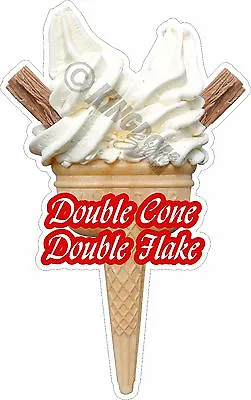 Soft Ice Cream Double Cone & Double Flake Cone Sticker Decal Cut • £3.45