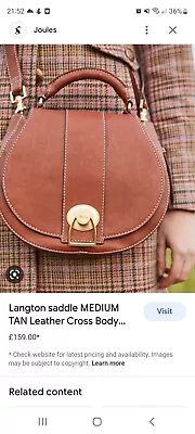 £30 • Buy Joules Tan Leather Langton Cross Body Bag (Read Description)