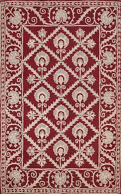 Red Vibrant Hand-tufted Indian Living Room Rug 6x8 Ft Modern Style • $167.42