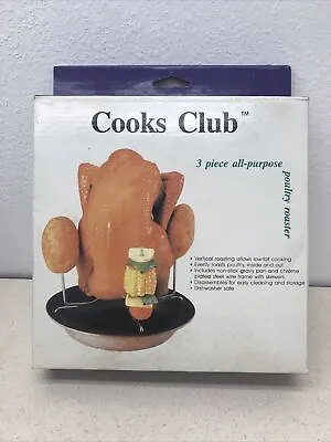 New Vintage BBQ Chicken Cooks Club Nonstick Vertical Poultry Roaster 3 Pc Kit • $7.92