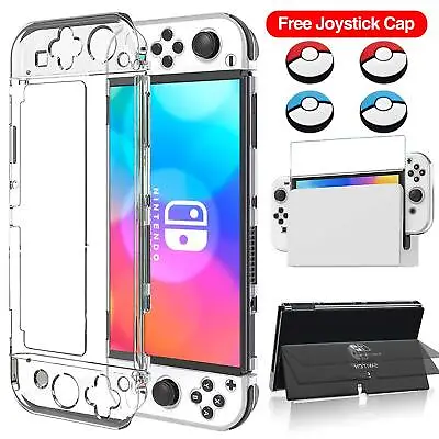 For Nintendo Switch OLED Case Clear Slim Shockproof Cover + FREE Thumb Grip Caps • $8.95