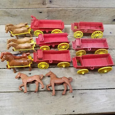 X6 Auburn Rubber Co. Wagon Toy Red With Yellow Wheels VTG • $75