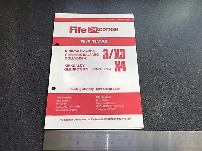 £5 • Buy Fife Scottish Bus Group Route 3 X3 X4 Timetable March 1989 Kirkcaldy Glenrothes