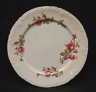 Royal Rose By Grantcrest 10-1/4  Dinner Plate Moss Rose & Scalloped Gold Trim A • $21.99